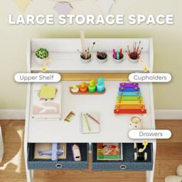 AIYAPLAY Art Table & Chair Set for children with Drawers in White - thumbnail 5