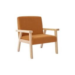 sweeek Children's scandi-style armchair, corduroy & rubberwood in Mustard - thumbnail 2