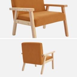 sweeek Children's scandi-style armchair, corduroy & rubberwood in Mustard - thumbnail 7