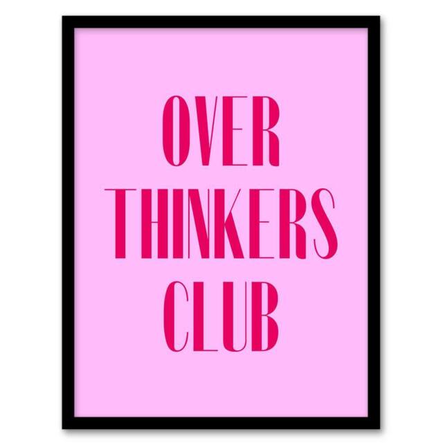 Artery8 Overthinkers Club Simple Modern Pink Framed Wall Art Print - Size: A4 - image 1