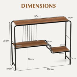 Costway Console Table Entryway Table with Storage Shelf & Metal Frame-Coffee in Walnut - thumbnail 2