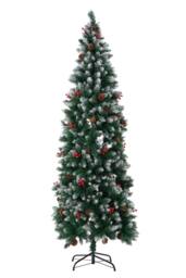 Living and Home Snow Flocked Christmas Tree with Pine, Berries & Foldable Metal Stand - Size: Large - thumbnail 6