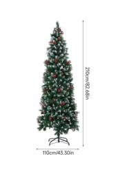 Living and Home Snow Flocked Christmas Tree with Pine, Berries & Foldable Metal Stand - Size: Large - thumbnail 7