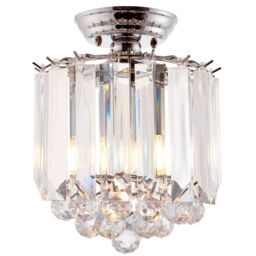 Loops Flush Ceiling Mount Light Chrome & Acrylic 2x Lamp Bulb Classic Hanging Fitting - thumbnail 3