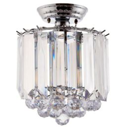 Loops Flush Ceiling Mount Light Chrome & Acrylic 2x Lamp Bulb Classic Hanging Fitting