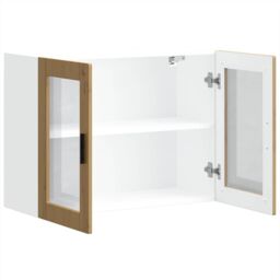 Berkfield Home Kitchen Wall Cabinet with Glass Door Porto Artisan Oak in Brown - thumbnail 6