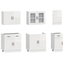 Berkfield Home 7 Piece Kitchen Cabinet Set Kalmar High Gloss White Engineered Wood - thumbnail 4