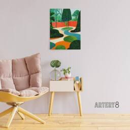 "Artery8 Mid Century Style Abstract Garden Canvas Wall Art Print - Size: W18"" x H24""" - thumbnail 3