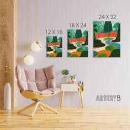 "Artery8 Mid Century Style Abstract Garden Canvas Wall Art Print - Size: W18"" x H24""" - thumbnail 4