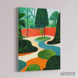 "Artery8 Mid Century Style Abstract Garden Canvas Wall Art Print - Size: W18"" x H24""" - thumbnail 2