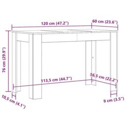 Berkfield Home Durable Dining Table Concrete Grey 120x60x76 cm Engineered Wood - Size: 120 x 60 x 76 cm - thumbnail 6