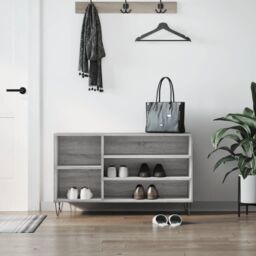 Berkfield Home Shoe Cabinet Grey Sonoma 102x36x60 cm Engineered Wood - Size: 102 x 36 x 60 cm - thumbnail 1