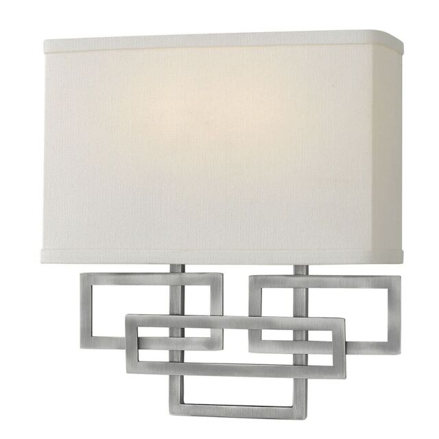 Loops Twin Wall Light 1920's Style Glass Opaque Shades Antique Nickel LED E14 60W in Metallics