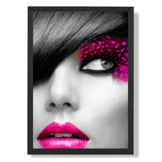 ARTZE Girl with Pink Lips Fashion Photo Framed Print SIZE: A3 with Black Frame - Size: A4 - image 1