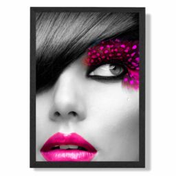 ARTZE Girl with Pink Lips Fashion Photo Framed Print SIZE: A3 with Black Frame - Size: A4 - thumbnail 1