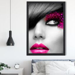 ARTZE Girl with Pink Lips Fashion Photo Framed Print SIZE: A3 with Black Frame - Size: A4 - thumbnail 2