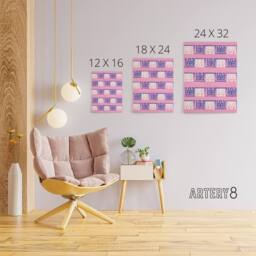 "Artery8 Pink Blue Geometric Pattern Canvas Wall Art Print Furuya Korin - Size: W18"" x H24""" - thumbnail 4