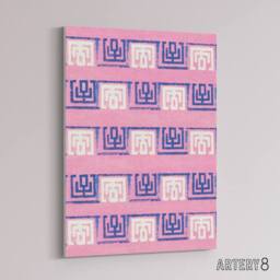 "Artery8 Pink Blue Geometric Pattern Canvas Wall Art Print Furuya Korin - Size: W18"" x H24""" - thumbnail 2