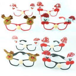 Shatchi Assorted 3D Christmas Glasses Xmas Fancy Costume Accessories Photo Booth Prop Stocking Fillers 8Pk