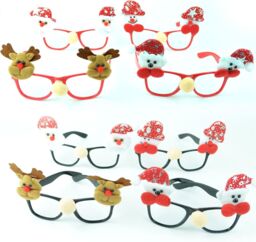 Shatchi Assorted 3D Christmas Glasses Xmas Fancy Costume Accessories Photo Booth Prop Stocking Fillers 8Pk - thumbnail 2