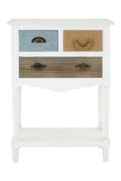 Orsina Coastal Style White 3 Drawer Chest, White 3 Drawer Dresser, White Drawer Chest, White Bedroom Drawers Unit in Natural - thumbnail 1