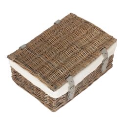 Red Hamper Wicker Antique Wash Cotton Lining 35cm Empty Hamper Basket in Natural - thumbnail 3