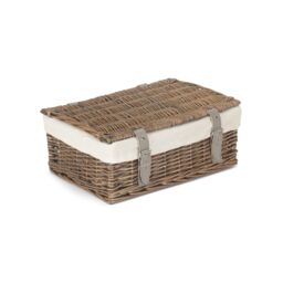 Red Hamper Wicker Antique Wash Cotton Lining 35cm Empty Hamper Basket in Natural - thumbnail 2