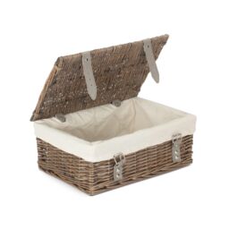 Red Hamper Wicker Antique Wash Cotton Lining 35cm Empty Hamper Basket in Natural - thumbnail 1