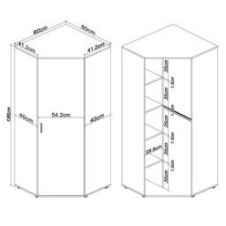 FORGEVIO Corner Mirrored Wardrobe Modern White - Size: 0.6m2 - thumbnail 2