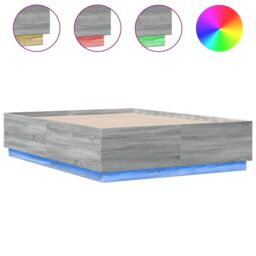 Berkfield Home Bed Frame with LED without Mattress Grey Sonoma 120x190 cm Small Double - thumbnail 2