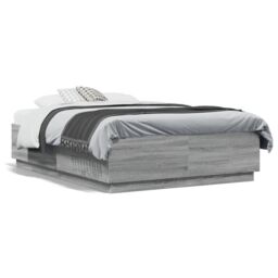 Berkfield Home Bed Frame with LED without Mattress Grey Sonoma 120x190 cm Small Double - thumbnail 5