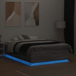 Berkfield Home Bed Frame with LED without Mattress Grey Sonoma 120x190 cm Small Double - thumbnail 4