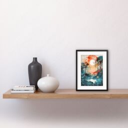"Artery8 Wall Art Print Lakeside Forest Landscape Peaceful Sunrise Morning Modern Watercolour Painting Artwork Framed 9X7 Inch - Size: W7"" x H9""" - thumbnail 2