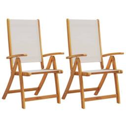 Berkfield Home Beautiful Folding Garden Chairs 2 pcs Solid Wood Acacia & Textilene in Brown - thumbnail 3