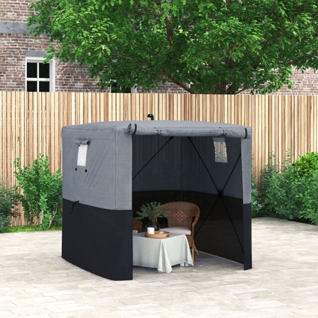 OUTSUNNY 2 x 2m Pop Up Gazebo with Sides Easy up Party Tent with Carry Bag in Black - image 1