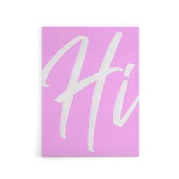 "Artery8 Large Hi Word Pink White Brush Stroke Design Canvas Wall Art Print - Size: W12"" x H16""" - thumbnail 1