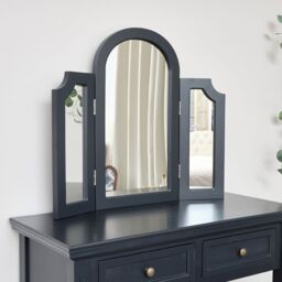 Melody Maison Navy Black Arched Triple Dressing Table Mirror - Daventry Navy Black Range - thumbnail 4