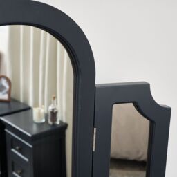 Melody Maison Navy Black Arched Triple Dressing Table Mirror - Daventry Navy Black Range - thumbnail 6