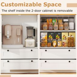 Costway 120cm Kitchen Pantry Freestanding Storage Cabinet w/ 3 Doors in White - thumbnail 8