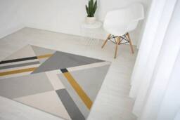 Celebrity Interiors Balletto 186B Grey/Ochre Rug in Navy - Size: 160 cm x 230 cm - thumbnail 2