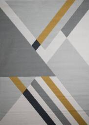 Celebrity Interiors Balletto 186B Grey/Ochre Rug in Navy - Size: 160 cm x 230 cm - thumbnail 3