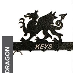 Poppyforge Welsh Dragon Key Holder - Rack - Solid Steel - W15 x H9 cm in Black - thumbnail 2