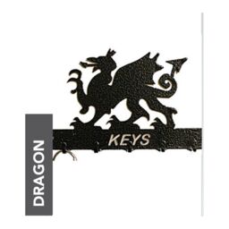 Poppyforge Welsh Dragon Key Holder - Rack - Solid Steel - W15 x H9 cm in Black - thumbnail 1