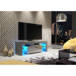 Mex Furniture LTD TV Unit Floe 130cm - Dark Grey with Gloss Doors & LED Lights - thumbnail 2