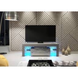 Mex Furniture LTD TV Unit Floe 130cm - Dark Grey with Gloss Doors & LED Lights - thumbnail 3