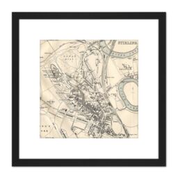 Artery8 Map 1888 Bartholemew Stirling City Scotland Plan 8X8 Inch Square Wooden Framed Wall Art Print Picture with Mount in Black - thumbnail 1