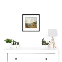Artery8 Gainsborough Wooded Landscape With Boy Leading Donkey Painting 8X8 Inch Square Wooden Framed Wall Art Print Picture with Mount in Black - thumbnail 2