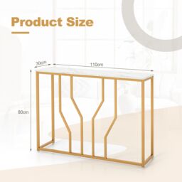 Costway Modern Console Table Faux Marble Narrow Entryway Hallway Table Accent Desk 110cm in White - thumbnail 2