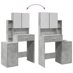 Berkfield Home Dressing Table with Cabinet Concrete Grey 80x35x132 cm - Size: 80 x 35 x 132 cm - thumbnail 9