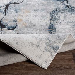 Livabliss Jolie-Abstract Grey Blue Ivory Brown Moderne Marble Living Dining Bedroom Rug in Dark Blue - Size: 160 cm x 220 cm - thumbnail 4